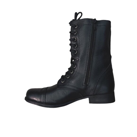 Steve Madden Troopa Black Leather Combat Boots Women Size 5.5 NWOB - Picture 4 of 10